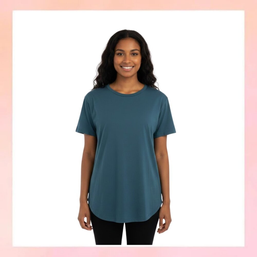 NWT Danskin XXL Oversized Performance Tee Shirt Blue Teal Workout Top